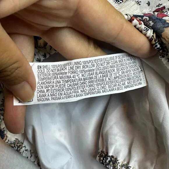 F21 Boho Crop Ruffle Blouse Off Shoulder Top Size Medium Floral Cottage Western - Picture 6 of 11